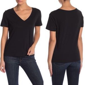 Nordstrom BP V-Neck Short Sleeve Tee Black T-Shirt Womens Size Medium Minimalist